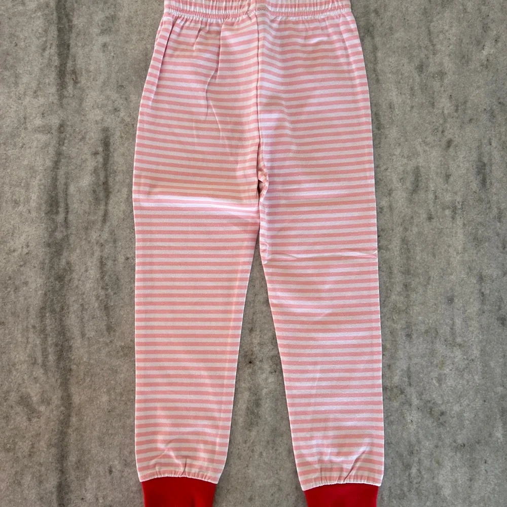 Classic Whimsy Christmas Tree Pajama Set with Pink Stripes Size 6